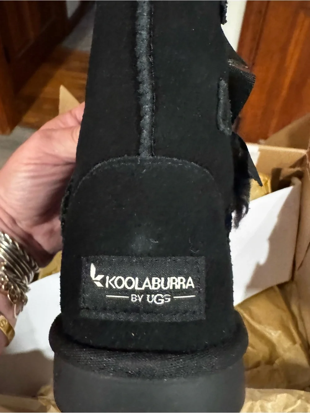 Ugg koolaburra Black Fleece-Lined Winter Boots with bow lace Trim size 1